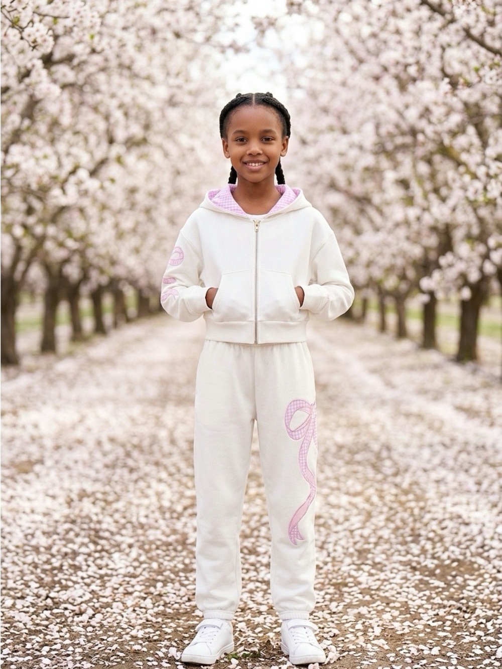 Katie J NYC White and Pink Jogger Set. Like new